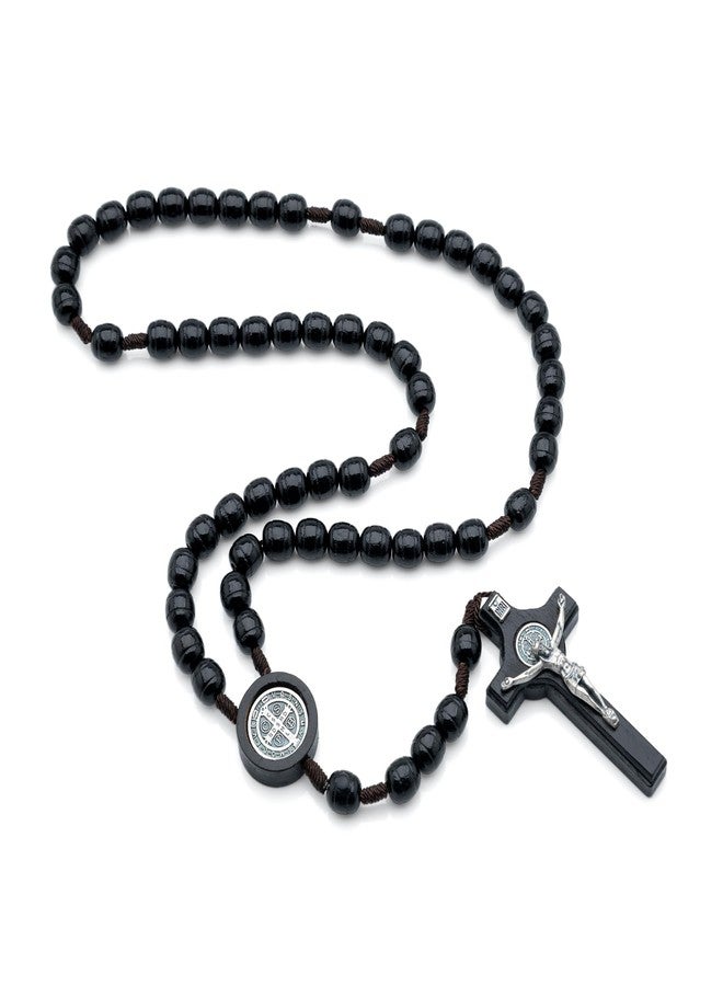 Intercession Mens Large St Benedict Rosary - Black - Image 1