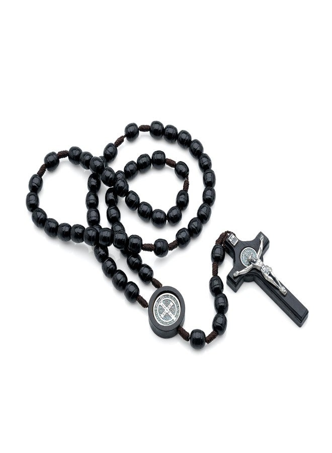 Intercession Mens Large St Benedict Rosary - Black - Image 2