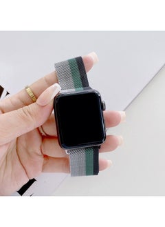 Replacement Strap Four-colors Milanese Watch Band For Apple Watch Series 9&8&7 41mm / SE 3&SE 2&6&SE&5&4 40mm / 3&2&1 38mm Silver Grey Green Black