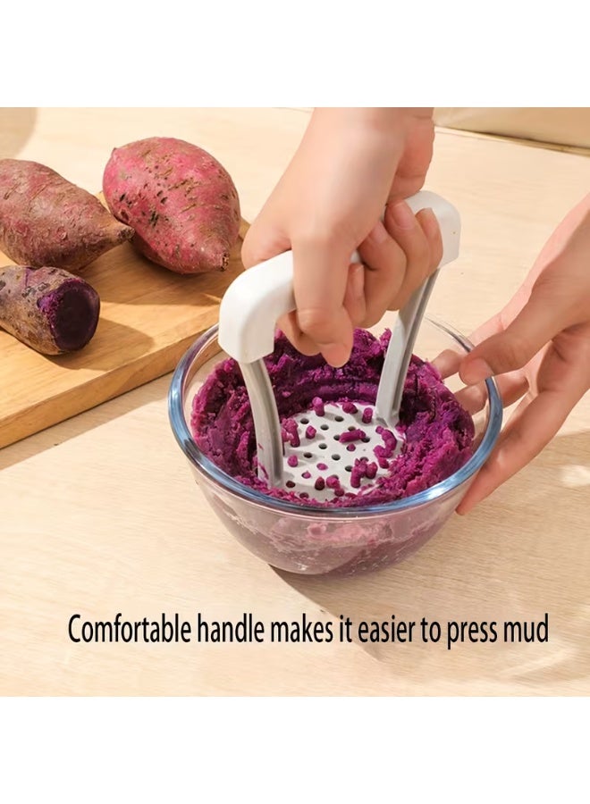 Heavy-Duty Plastic Manual Potato Masher - Heavy-Duty Handheld Masher with Handle & Non-Slip Grip, Efficient Fruit & Vegetable Crusher for Sweet Potatoes, Fruits, Mashed Potatoes - Compact Kitchen Gadget (No Needed) - Image 2