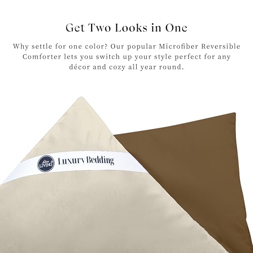 bien LIVING Plush Reversible Microfiber Comforter Single Bed | 220 GSM Wadding |110 GSM Peached Extra Soft Microfiber Fabric,All Weather Comforter Single Bed (60 X 90 Inches) Tapenade + Egg Nog - Image 4