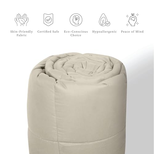 bien LIVING Plush Reversible Microfiber Comforter Single Bed | 220 GSM Wadding |110 GSM Peached Extra Soft Microfiber Fabric,All Weather Comforter Single Bed (60 X 90 Inches) Tapenade + Egg Nog - Image 5