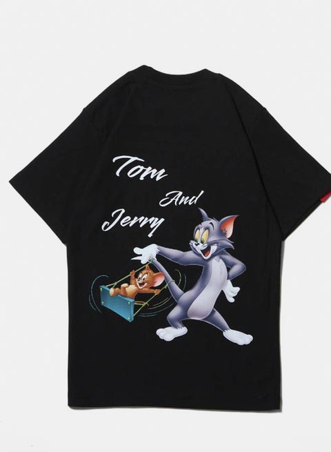 Kids Unisex Classic Tom and Jerry Duo Black T-shirt