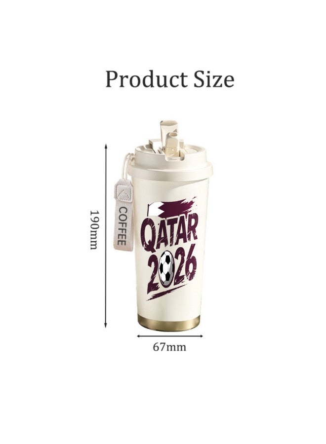 FIFA 520ml World Cup Printed Stainless Steel Insulated Water Bottle Double Wall Vacuum Thermal Flask Leakproof Cup for Hot & Cold Drinks - Image 2