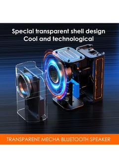 Y&D Portable Bluetooth Speaker with Lights, Transparent Wireless Mini TWS, HD Sound, Bass, and Colorful Lights for Office, Home, Shower, Room, Bike, Car, Black  - Image 2