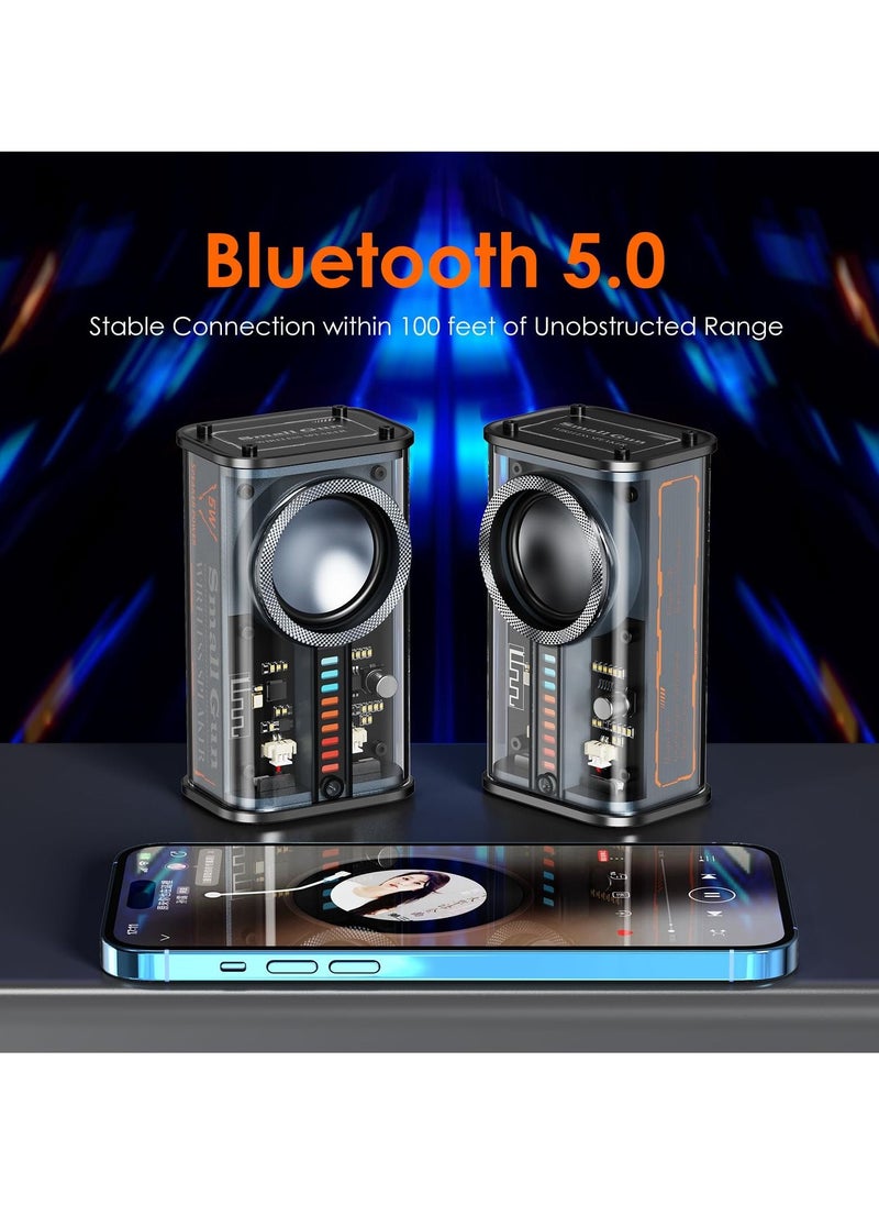 Y&D Portable Bluetooth Speaker with Lights, Transparent Wireless Mini TWS, HD Sound, Bass, and Colorful Lights for Office, Home, Shower, Room, Bike, Car, Black  - Image 3