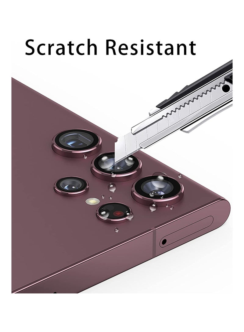 Waldic Camera Lens Glass Protector With Ring For Samsung Galaxy S23 Ultra - Wine Red  - Image 2