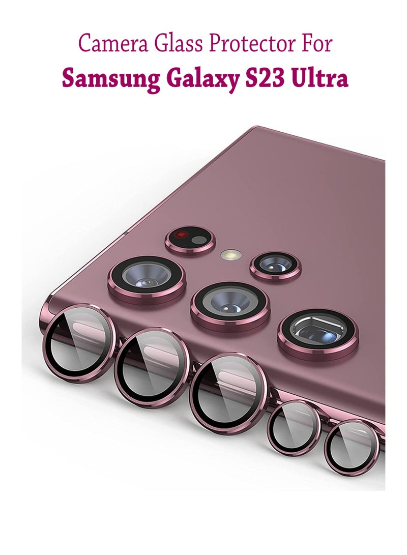 Waldic Camera Lens Glass Protector With Ring For Samsung Galaxy S23 Ultra - Wine Red  - Image 1