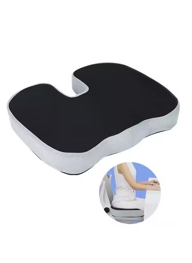 ريلاكس سمارت وسادة مقعد من إسفنج الذاكرة لتقويم العظام - وسادة لتخفيف الضغط على عظم العصعص وعظم الذنب وأسفل الظهر، بتصميم مريح لكرسي المكتب والسيارة والمنزل والسفر - متعددة الألوان - Image 1