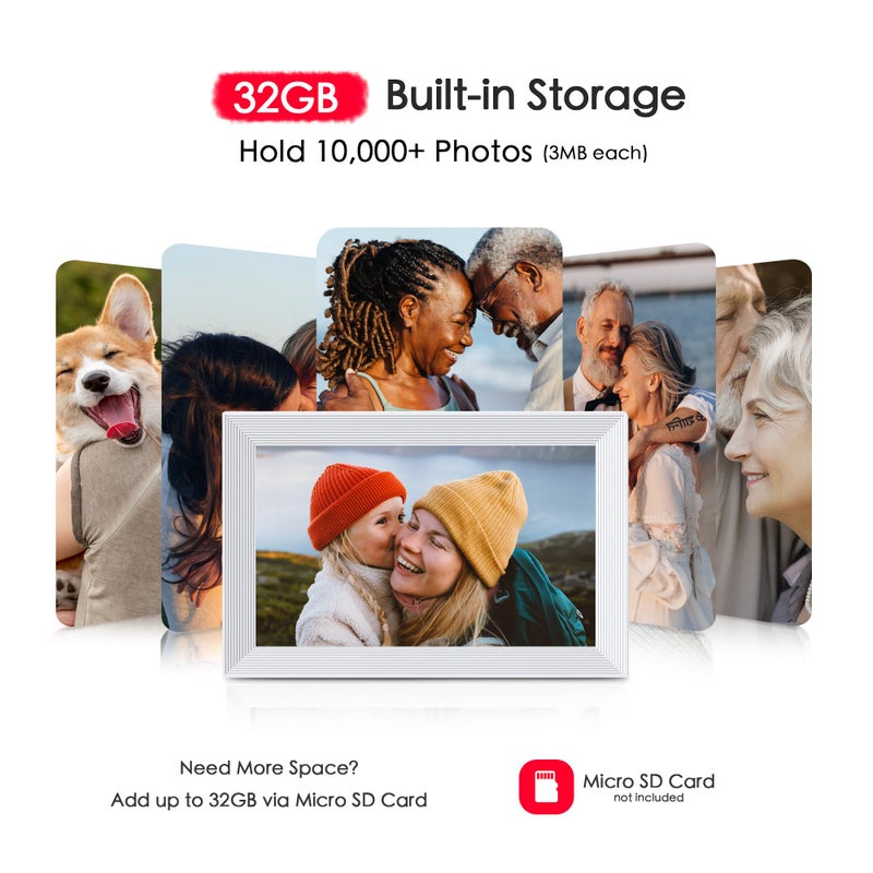 FLYRUIT Digital Picture Frame, 10.1 inch Frameo Digital Frame WiFi, 1280 * 800 IPS HD Touchscreen, 32GB Storage, Instant Share Pictures Video, Smart Photo Frame Electronic, Gifts for Mom, House Warming - Image 5