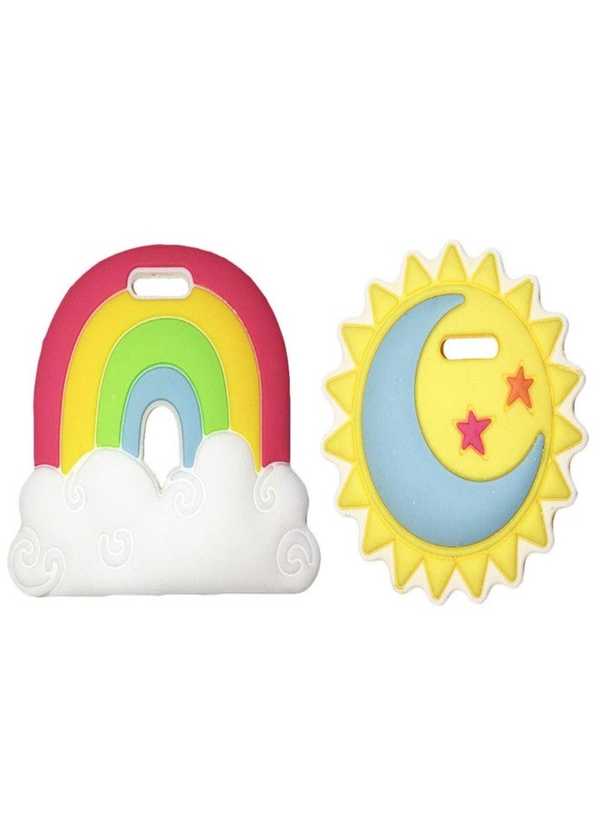 Silli Chews Rainbow Teether Celestial Sun Teethers for Babies BPA Free - Silicone Baby Teether Toys 2" Teething Gift Set - Image 1