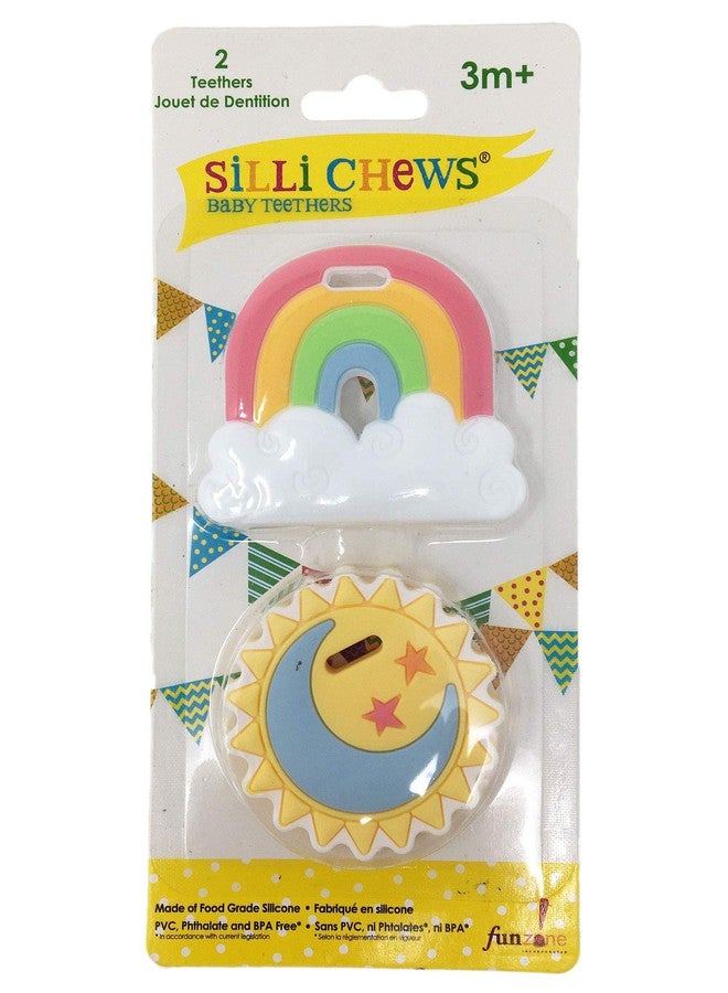 Silli Chews Rainbow Teether Celestial Sun Teethers for Babies BPA Free - Silicone Baby Teether Toys 2" Teething Gift Set - Image 3