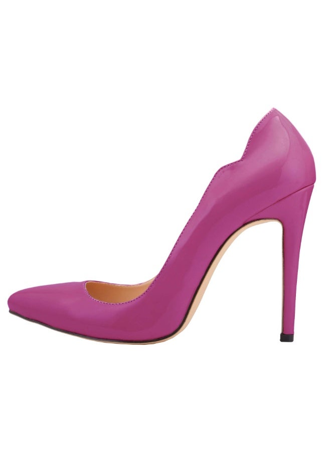 Loquat Elegant, Professional and Comfortable Patent Leather Low-Vamp Pointed Toe Stiletto Heels Purple - Image 2