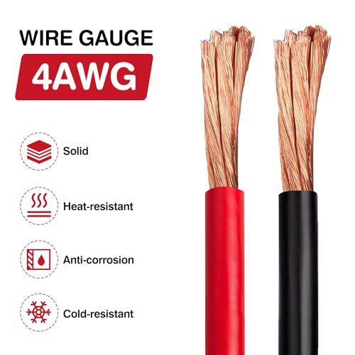Venussar 24 FT Quick Disconnect Winch Power Cable, 4 Gauge 4 AWG Copper Wiring, Heavy Duty Quick Disconnect Cables - Image 3