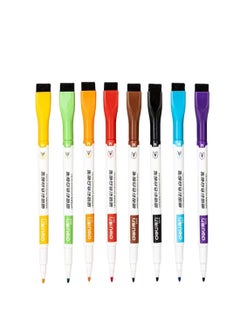 Captaintech Magnetic Dry Erase Markers Set, 8 Vibrant Colors with Eraser, Easy Wipe Whiteboard Markers for Kids and Teachers, Fine Tip for Classroom and Office Use  - Image 1