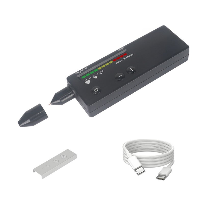 Rechargeable Diamond Tester Pen Black LCD Display LED Indicator - One-Button Operation Adjustable Carat Setting Gemstone Testing Tool for Novice and Expert Jewelry Enthusiasts - Image 1