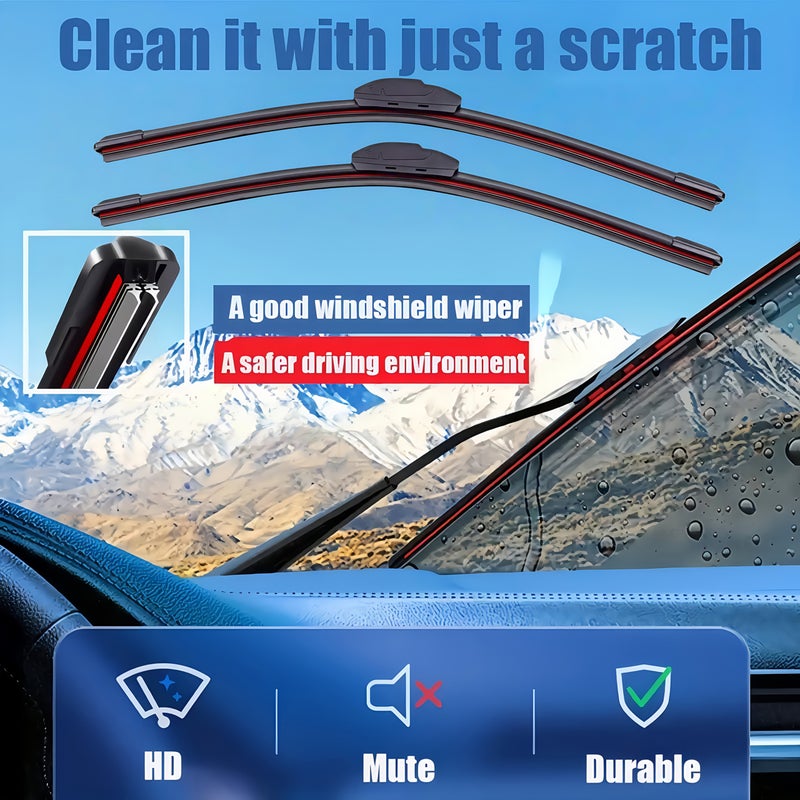 Dual Rubber Car Wiper Blade 19 Inch 47.5cm Universal Fit Clear Visibility Hook - Image 3