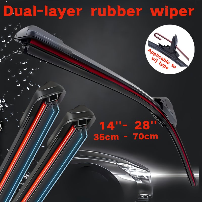 Dual Rubber Car Wiper Blade 19 Inch 47.5cm Universal Fit Clear Visibility Hook - Image 2