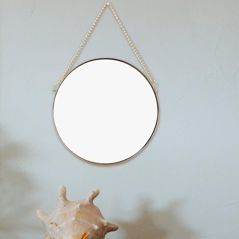 Wall-Mounted Vanity Mirror Small Gold Metal Frame Hanging Chain Decorative Makeup Mirror for Bathroom Dormitory Household Use - Image 5