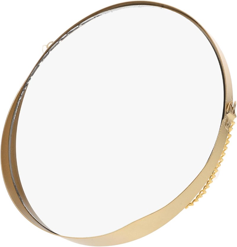 Wall-Mounted Vanity Mirror Small Gold Metal Frame Hanging Chain Decorative Makeup Mirror for Bathroom Dormitory Household Use - Image 1