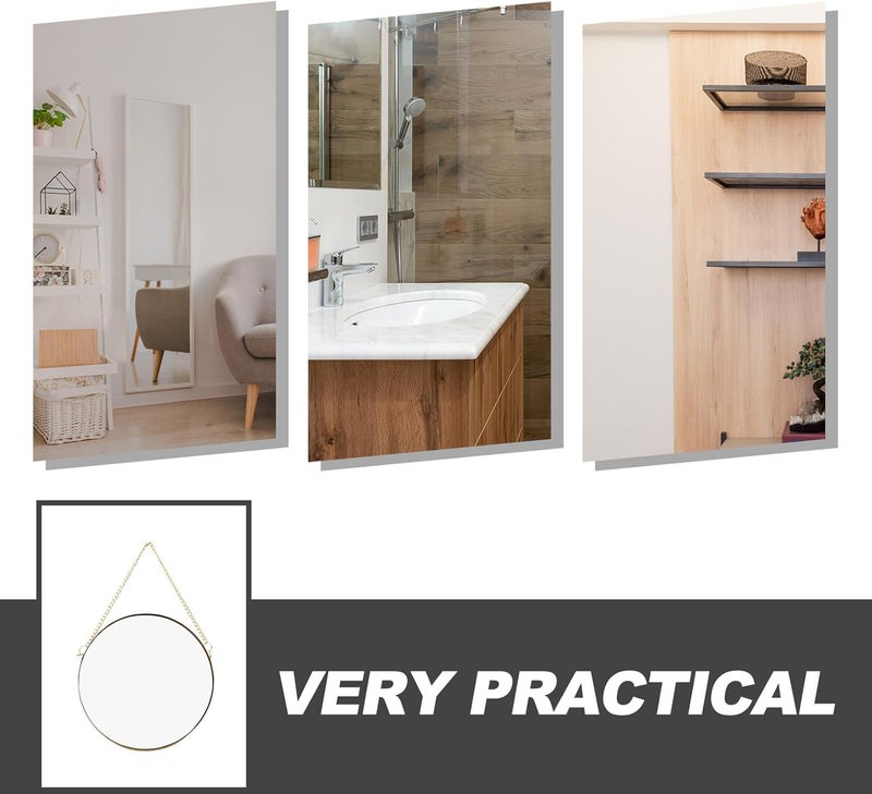Wall-Mounted Vanity Mirror Small Gold Metal Frame Hanging Chain Decorative Makeup Mirror for Bathroom Dormitory Household Use - Image 2