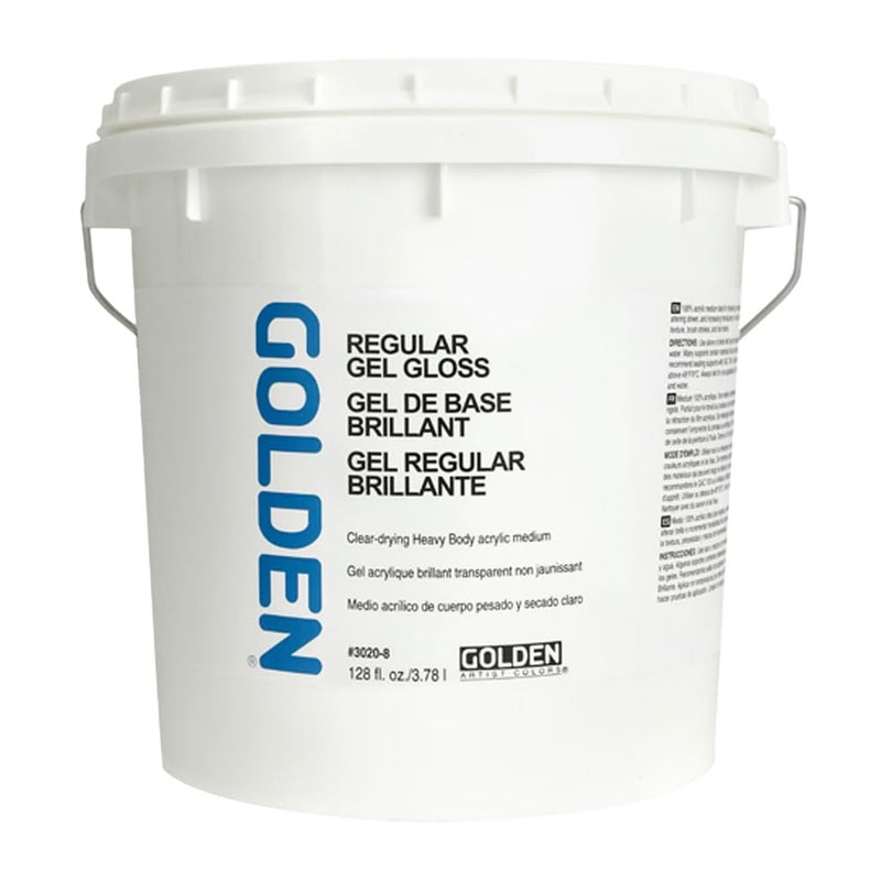 GOLDEN Regular Gel Gloss, 128 fl. oz. Jar, Professional Acrylic Gel Medium, Transparent - Image 1