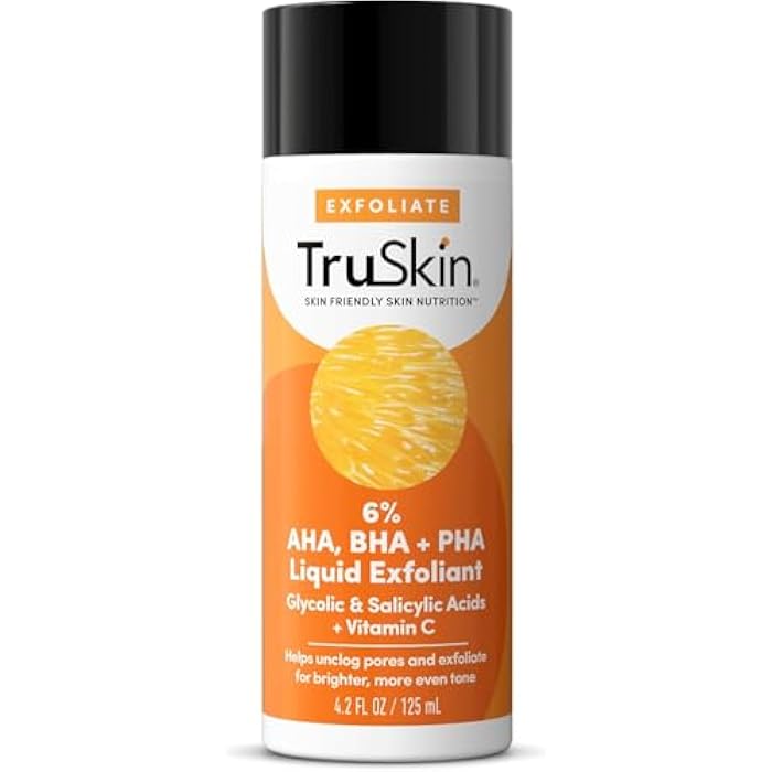 TruSkin BHA Liquid Exfoliant & Toner – PHA AHA BHA Gentle Exfoliator with Salicylic & Glycolic Acid, Vitamin C – Improve Appearance of Tone & Texture, Unclog & Minimize Look of Pores, 4.2 fl oz - Image 1