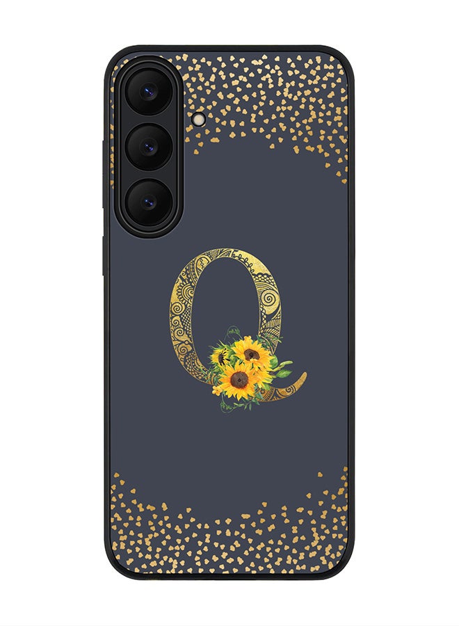 Stylizedd For Samsung Galaxy S25 FE Case,Slim fit Camera Protection, Shockproof Thin Phone cover  - Custom Floral Monogram - Q  (Grey )