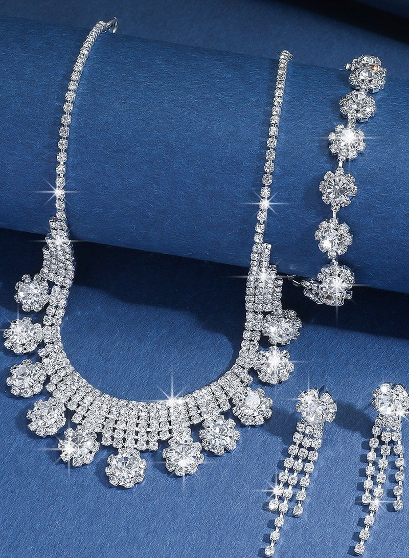 3-pieces Bridal Wedding Jewelry Set with Necklace, Bracelet and Earrings  - Image 2