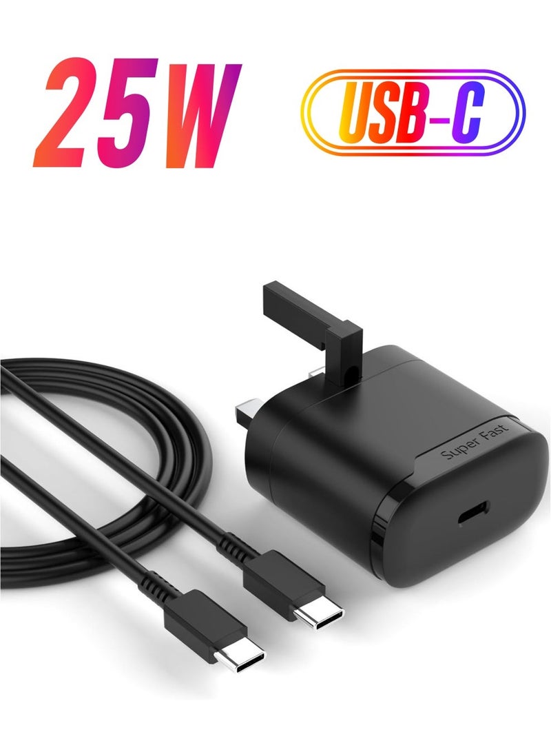 MUNTAQI Fast Charger for Samsung Galaxy S24 S23 Ultra S23+ S23 S22 Ultra S22+ S22 S21 Ultra S21+ S21 A54 A53 A52 A32 25W USB C Plug with 1.5M Type C Cable Adaptive Fast Charging, Folding Plug - Image 1