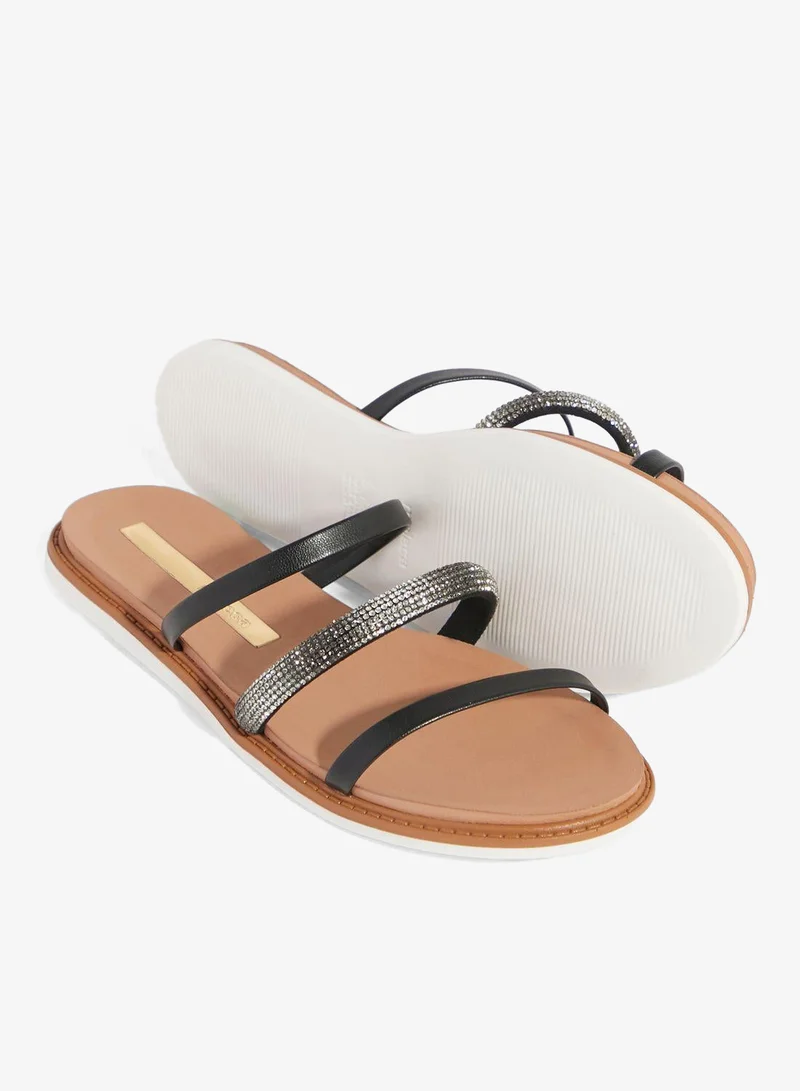 Moleca Black Flat Sandals for Women – Stylish Ladies Flat Sandals & Comfortable Flat Slippers for Women | Best Price UAE