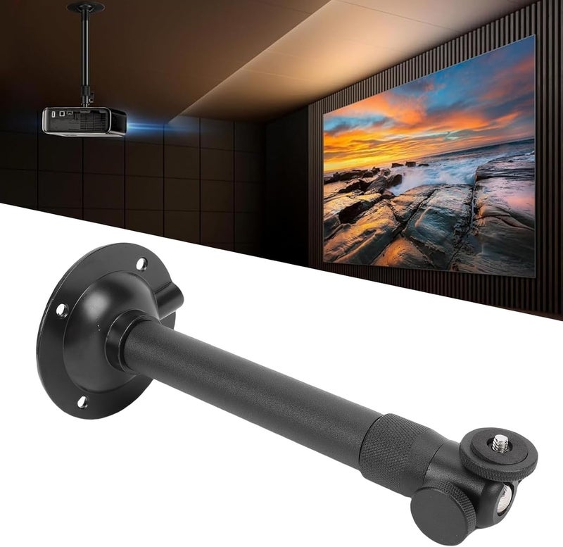 Zopsc Ceiling Projector Mount, Adjustable 7.9 to 15.7 Inch Length with 360 Rotation & 90 Tilt, Extendable Bracket 1/4 Inch for Home Theater, Black - Image 1