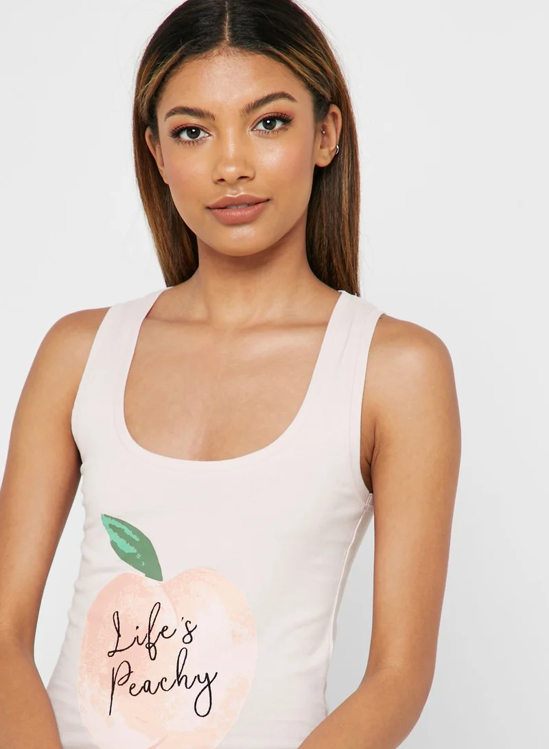 Boux Avenue Peach Vest & Short Pyjama Set