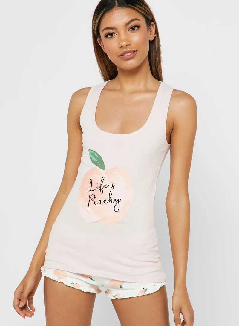 Boux Avenue Peach Vest & Short Pyjama Set