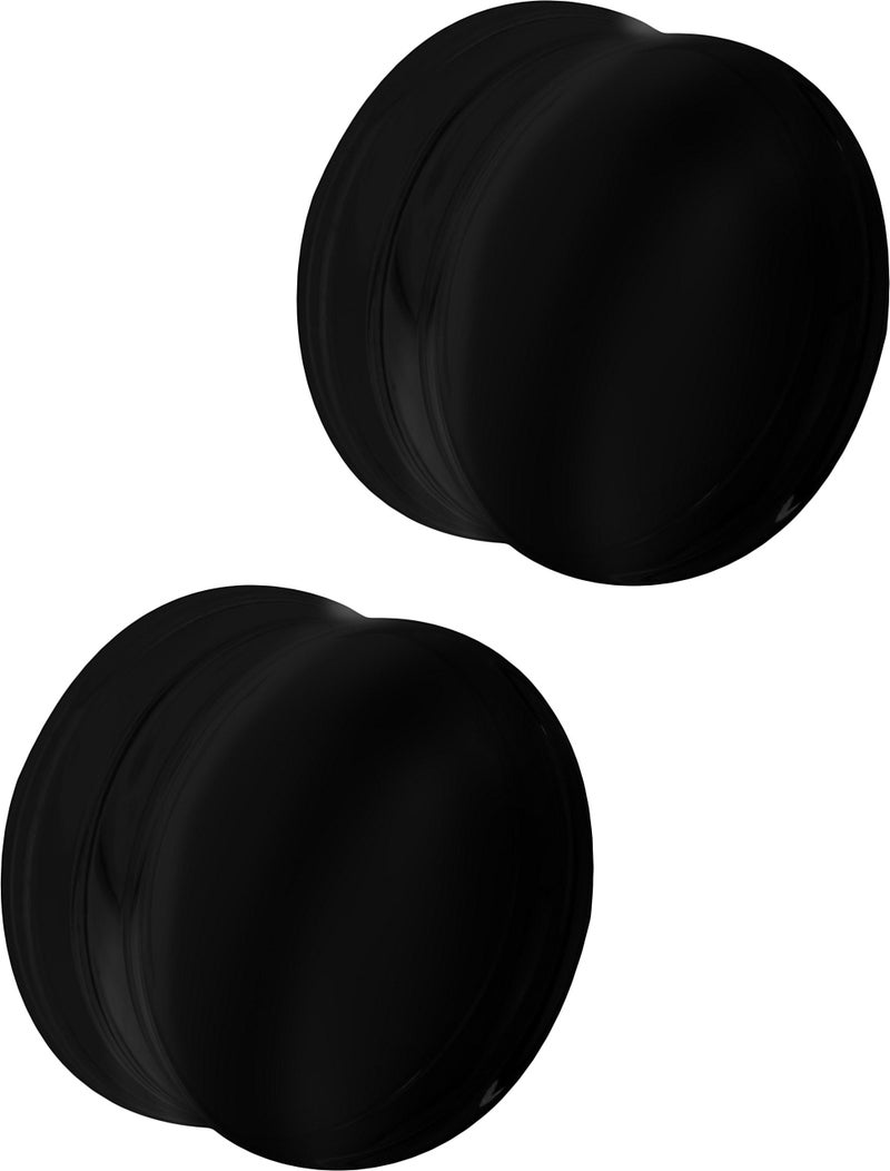 Forbidden Body Jewelry Ear Gauges, Solid Double Flared Saddle Black Acrylic Earrings 1 inch 25mm (Sold as a set) - Image 1