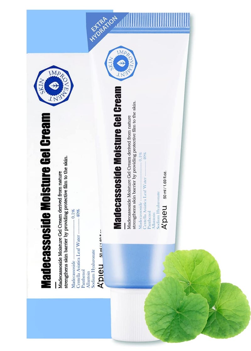 A'PIEU Madecassoside Moisture Gel Cream - Korean Moisture Barrier Moisturizer with Centella Asiatica, Deep Hydrating, Soothing and Water-Oil Balance. Korean Skincare (1.69 Fl oz) - Image 1