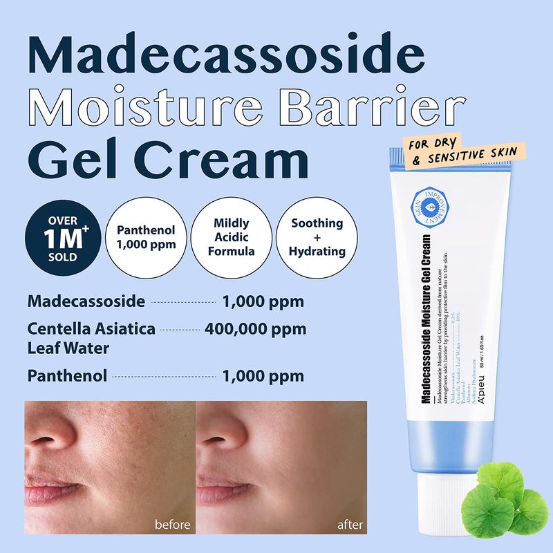 A'PIEU Madecassoside Moisture Gel Cream - Korean Moisture Barrier Moisturizer with Centella Asiatica, Deep Hydrating, Soothing and Water-Oil Balance. Korean Skincare (1.69 Fl oz) - Image 2