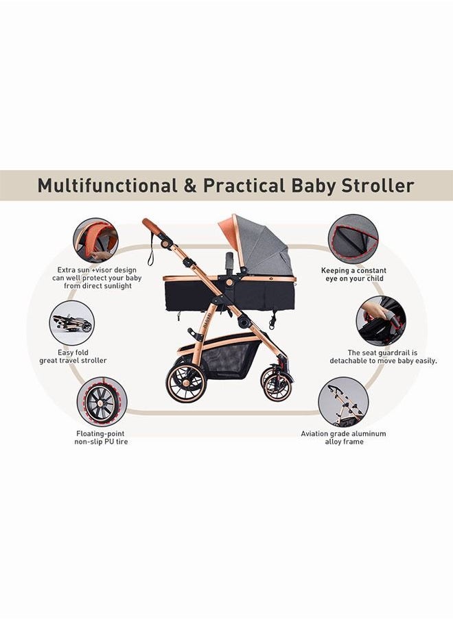 Generic - Self-Folding Stroller Baby Carriage Lightweight Stroller Compact Gravity Fold Automatic Fits Infant Car Seat Baby Carriages Light Stroller Lightweight Travel Strollers - Image 1