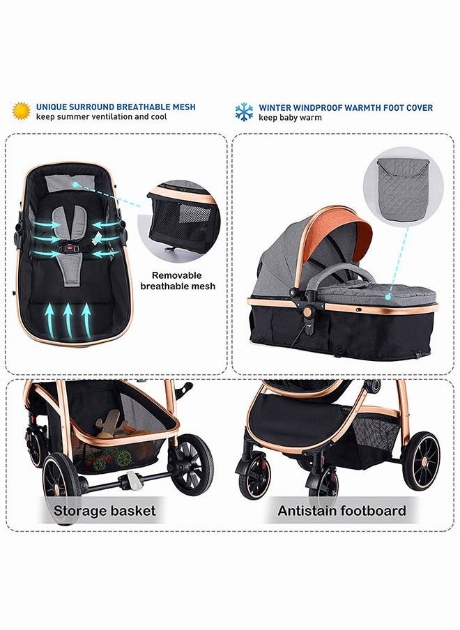 Generic - Self-Folding Stroller Baby Carriage Lightweight Stroller Compact Gravity Fold Automatic Fits Infant Car Seat Baby Carriages Light Stroller Lightweight Travel Strollers - Image 1