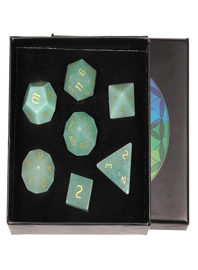 rockcloud Green Aventurine DND Polyhedral Dice Set of 7, Healing Crystal Stone Hand-Made Dices with Dice Box for RPG MTG Table Games Home Office Decor - Image 1