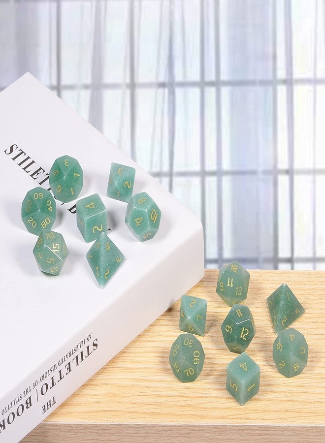 rockcloud Green Aventurine DND Polyhedral Dice Set of 7, Healing Crystal Stone Hand-Made Dices with Dice Box for RPG MTG Table Games Home Office Decor - Image 3