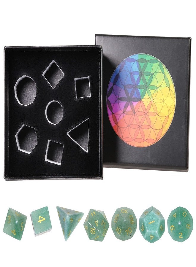 rockcloud Green Aventurine DND Polyhedral Dice Set of 7, Healing Crystal Stone Hand-Made Dices with Dice Box for RPG MTG Table Games Home Office Decor - Image 5