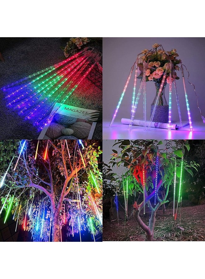 MIRADH Rain Drop Lights, LED Meteor Shower Lights 11.8 inch 8 Tubes 192leds, Icicle Falling for Diwali Lights for Decoration for Home Xmas Tree Christmas Decoration Outdoor (Multicolor) - Image 3