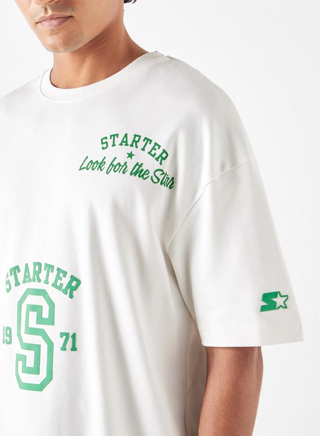 Starter Logo Print T-shirt with Crew Neck and Short Sleeves - Image 4