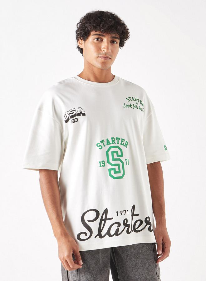 Starter Logo Print T-shirt with Crew Neck and Short Sleeves - Image 1