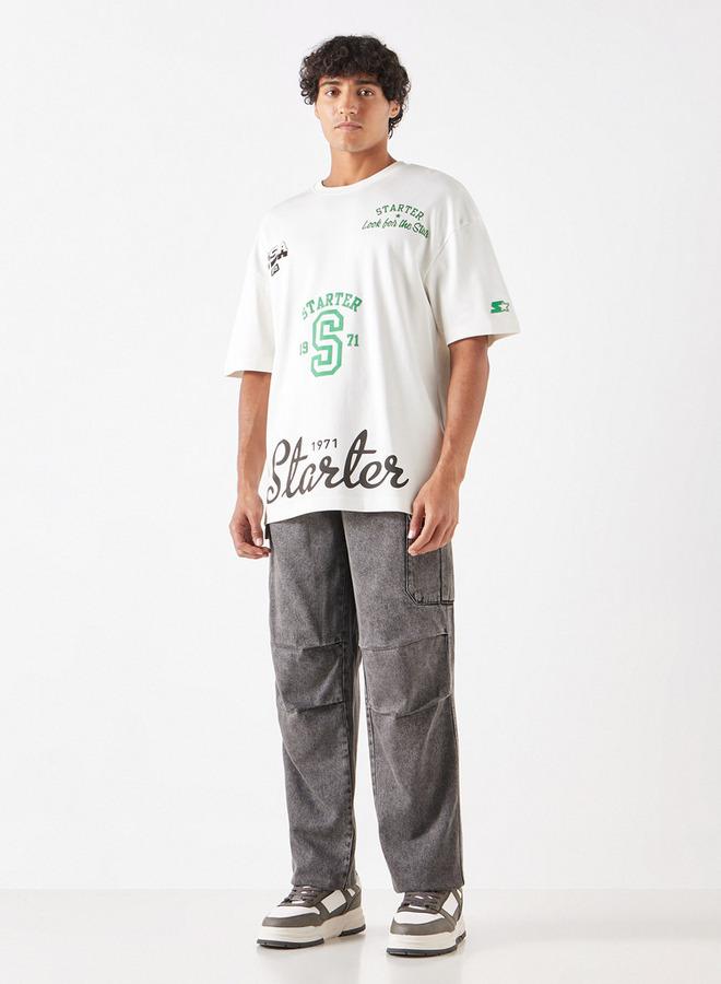 Starter Logo Print T-shirt with Crew Neck and Short Sleeves - Image 2