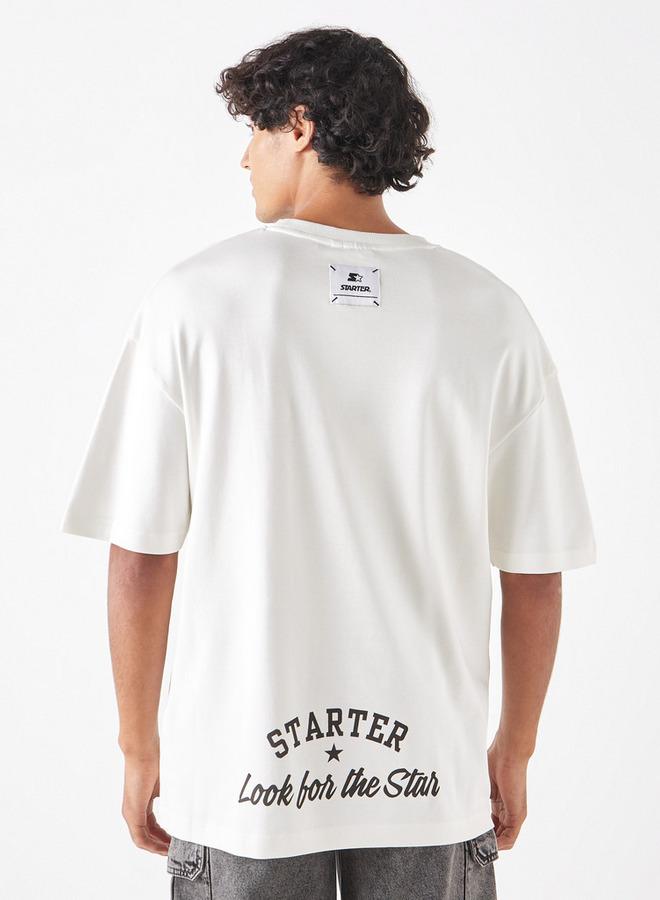 Starter Logo Print T-shirt with Crew Neck and Short Sleeves - Image 3
