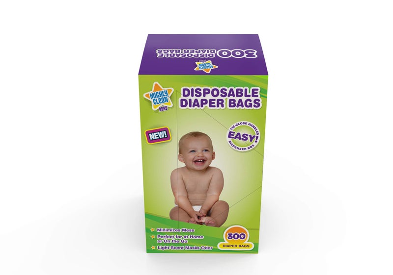 Mighty Clean Baby Disposable Diaper Bags with Light Powder Scent, 300 count - Image 1