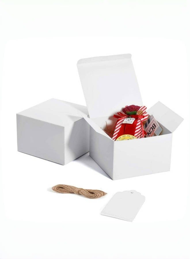 Generic 10 Pack Gift Box Set With Rope And Tags,White Gift Boxes , 15*15*10cm,DIY Bridesmaid Proposal Box, Recyclable,Foldable Box for Wedding, Birthday Party  - Image 1