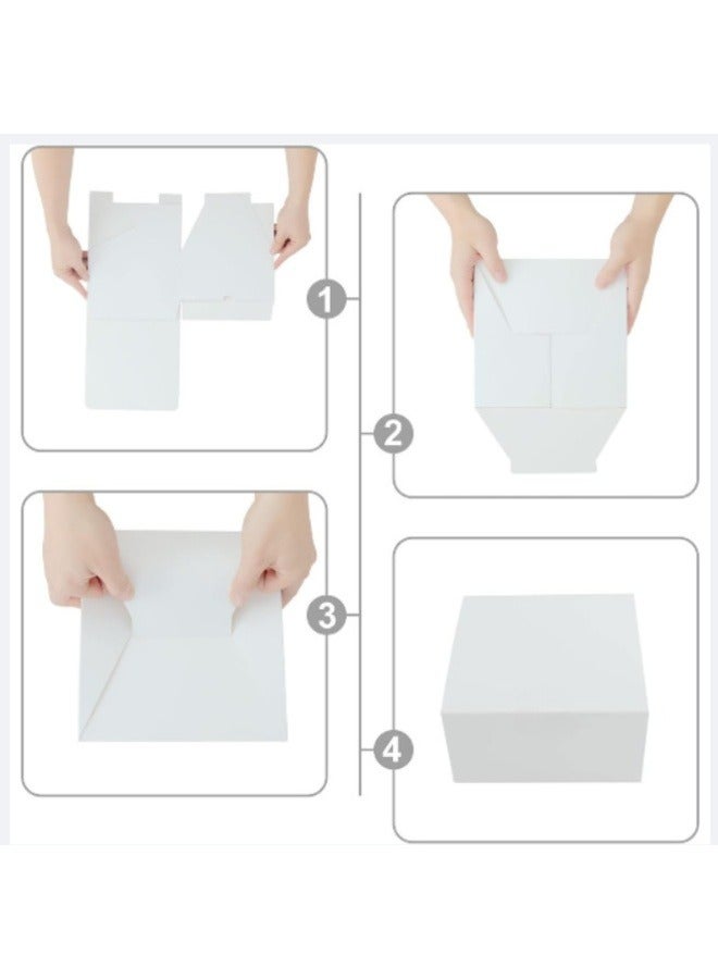 مجموعة من 10 صناديق هدايا مع حبل وعلامات، صناديق هدايا بيضاء، 15*15*10 سم، صندوق اقتراح وصيفة العروس DIY، قابل لإعادة التدوير، صندوق قابل للطي لحفلات الزفاف وحفلات أعياد الميلاد - Image 2